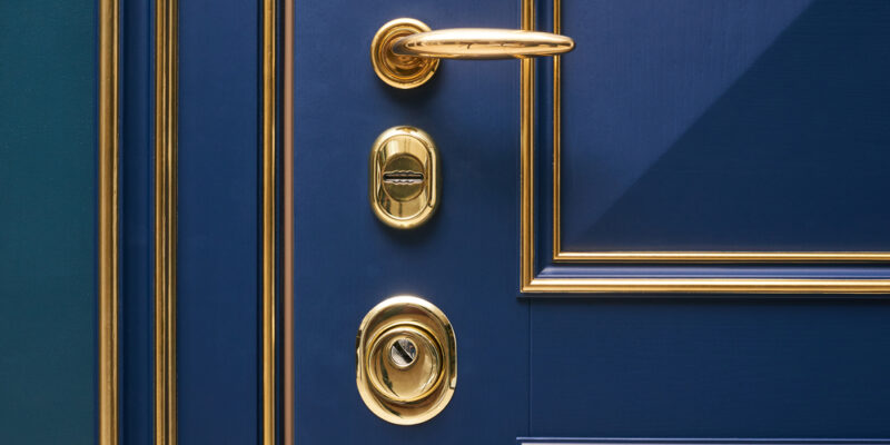 Classic,Wood,Entrance,Door,In,Dark,Blue,With,Carved,Panels