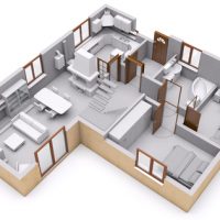 3d,Rendering,Of,House,Interior.,Section,Plane,Of,Cottage,First